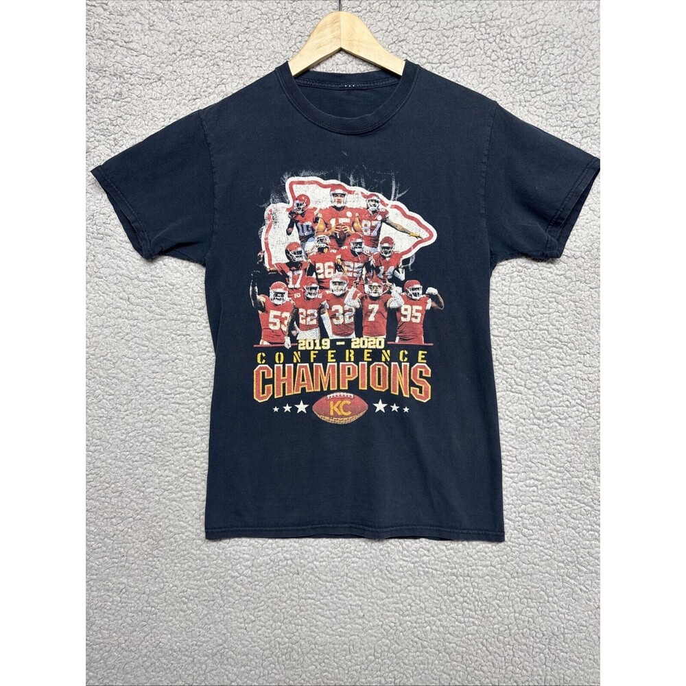 Kansas City Chiefs Shirt Mens Medium Black Short Sleeve Football NFL Champions.